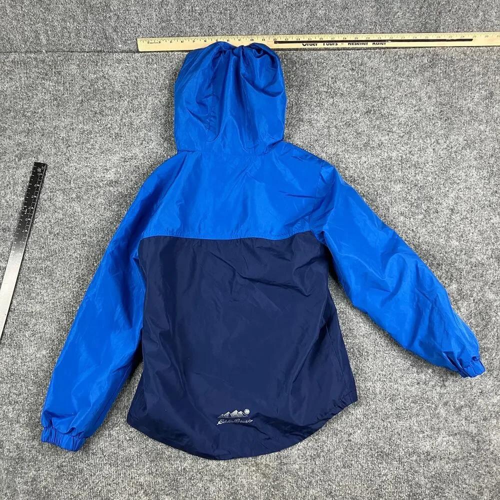 Eddie Bauer Windbreaker Jacket Boys M Blue Hooded Lightweight‎ Zip Up